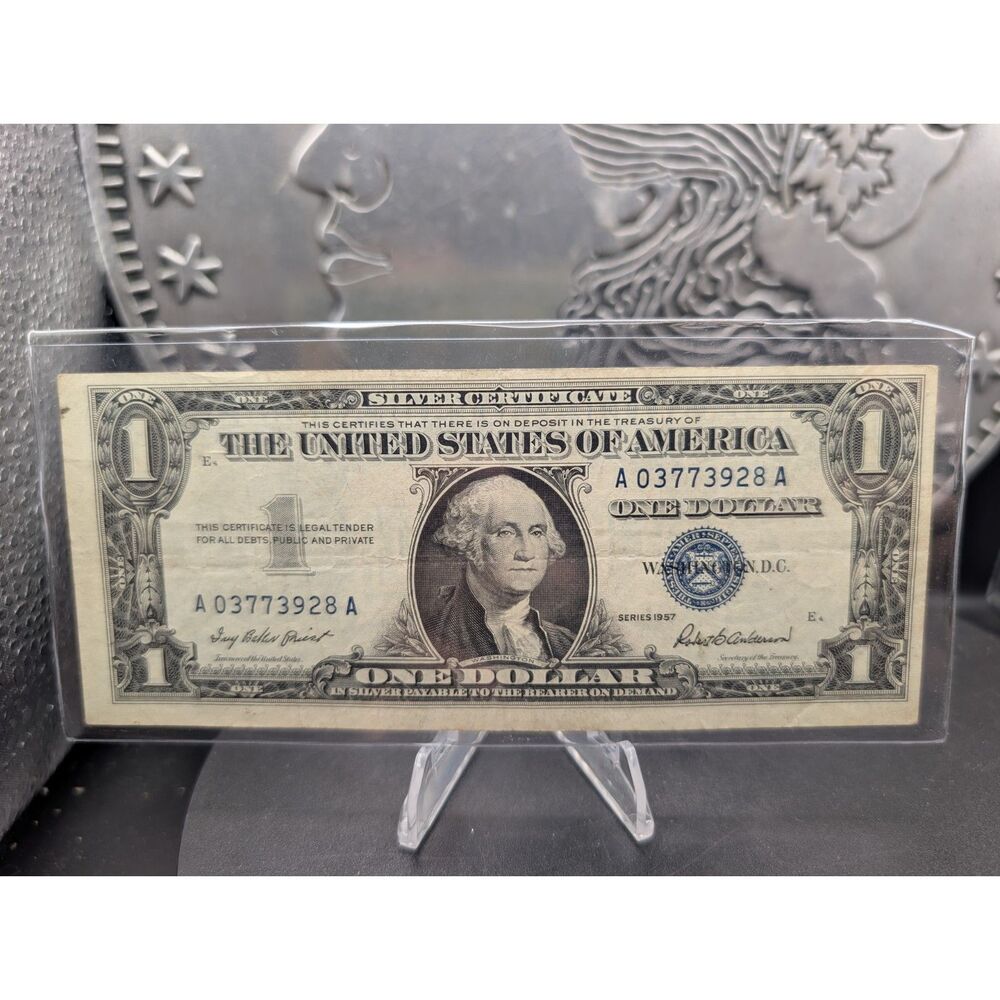 1957 $1 Silver Certificate • Blue Seal • A03773928A • Clean Circulated